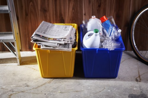 Professional rubbish removal team at work