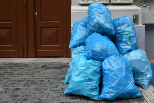 Professional rubbish removal team at work